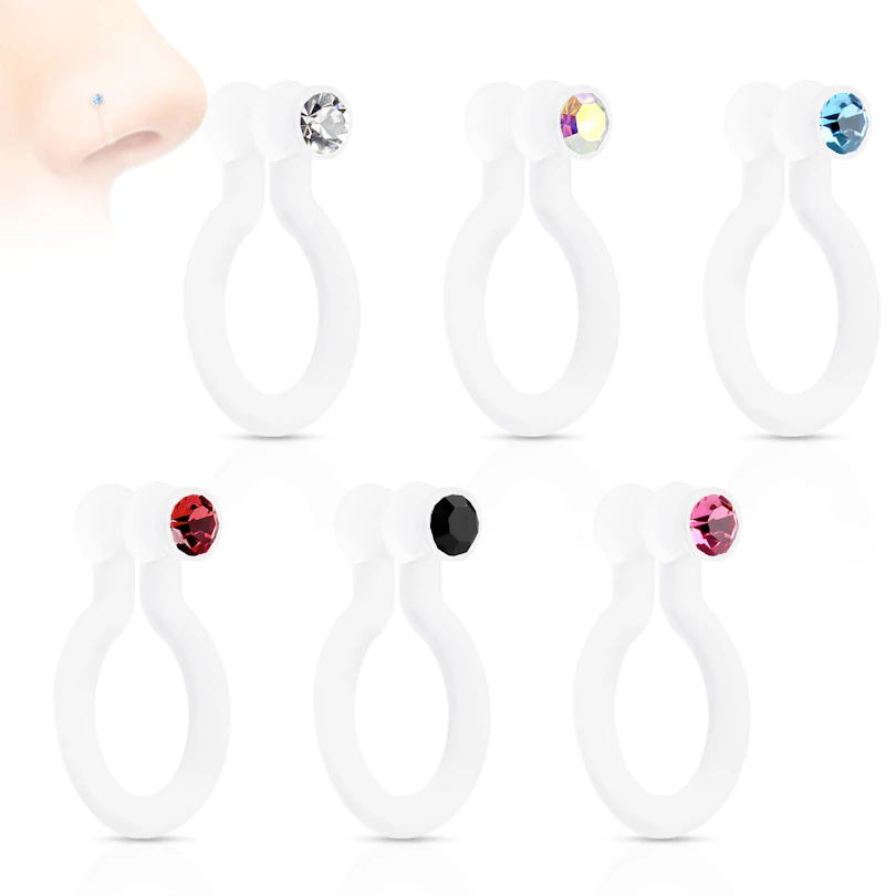 Fake piercing al naso con pietra