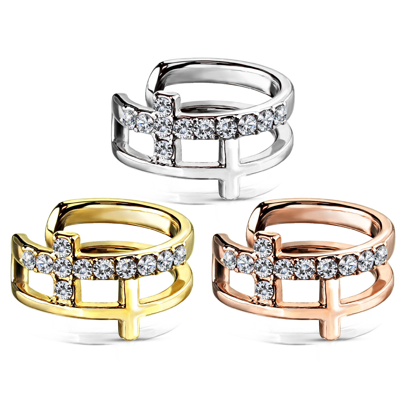 Piercing fake con doppia croce