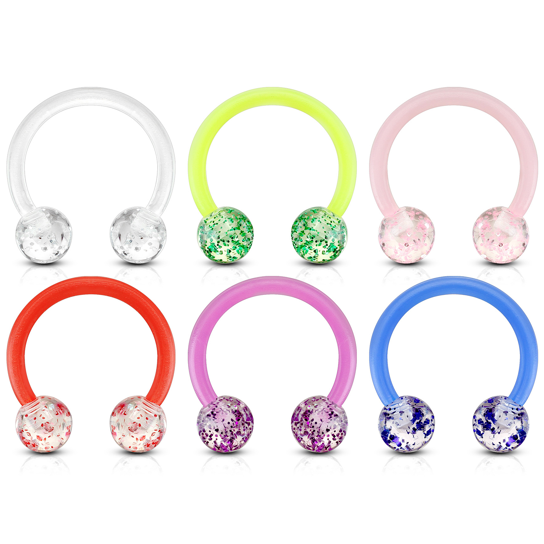 Ferro di cavallo in acrilico con sfere glitter