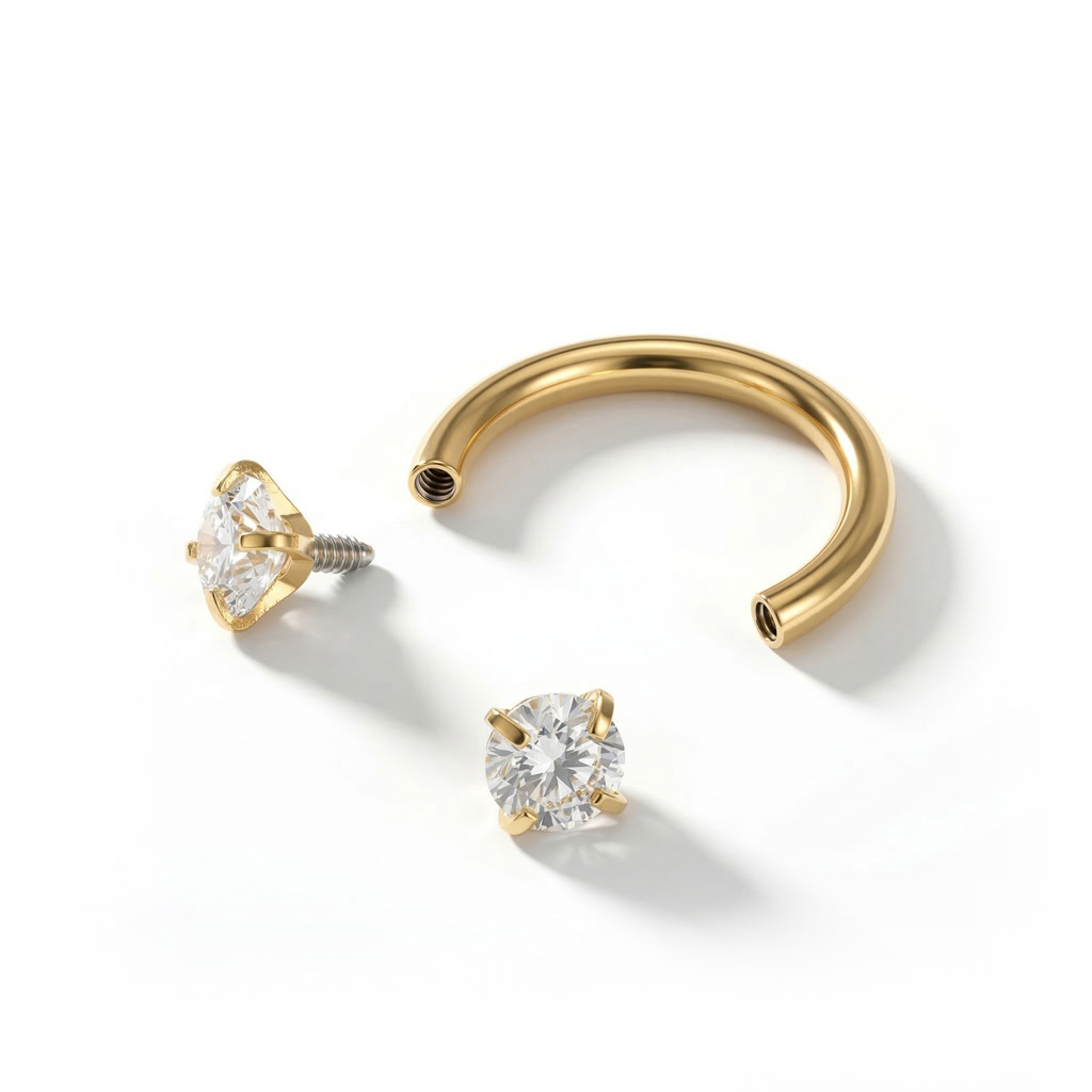 Ferro di cavallo con filettatura interna e pietre rotonde