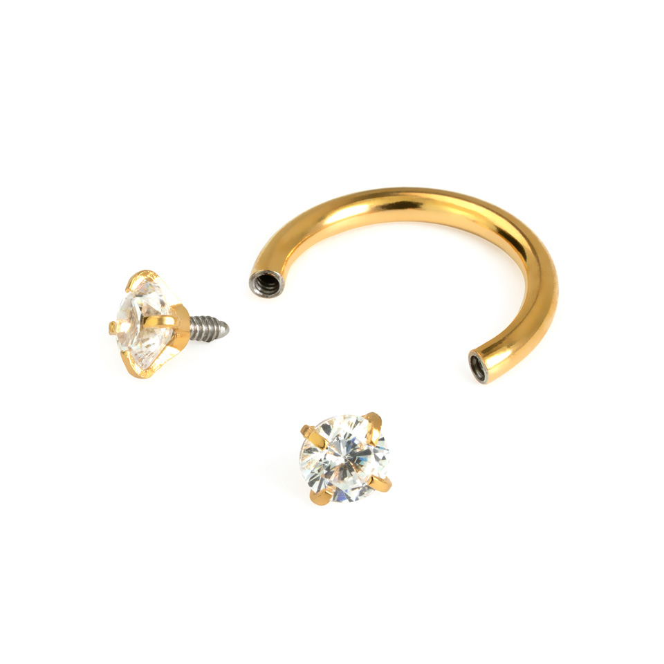 Ferro di cavallo con filettatura interna e pietre rotonde