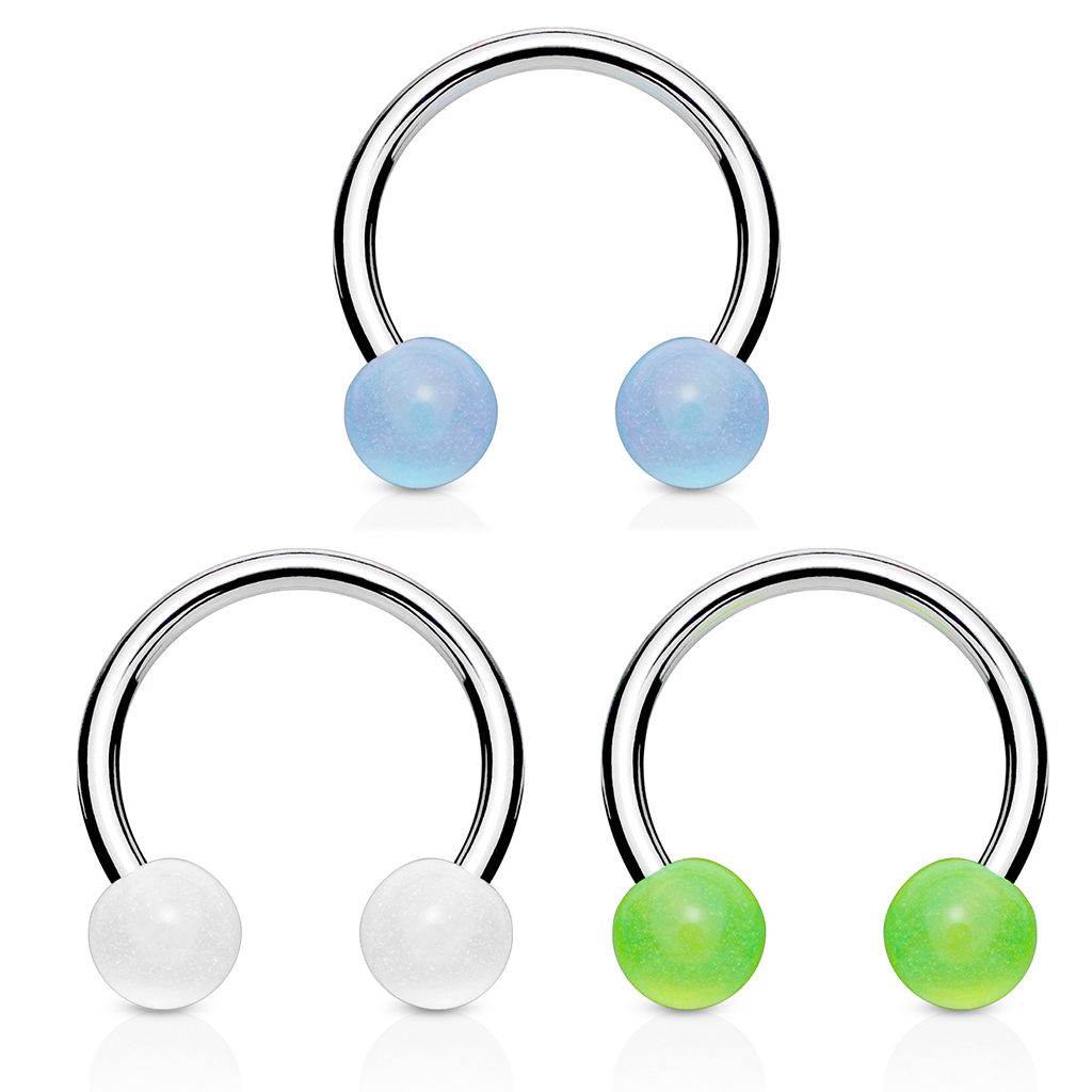 Set di tre ferri di cavallo con sfere fluorescenti