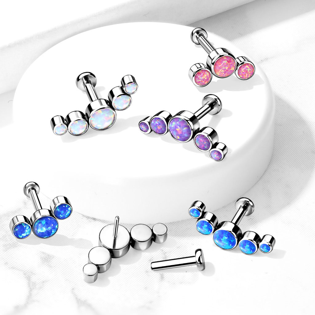 Labret push-in in titanio con varietà di pietre opale
