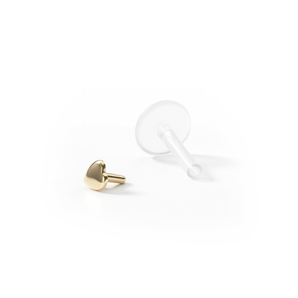 Labret in oro 14K con top a forma di cuore
