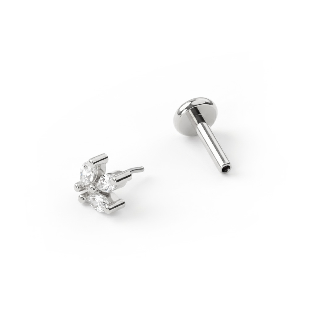 Labret push-in con pietre taglio marquise