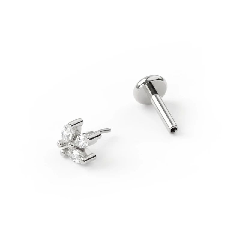 Labret push-in con pietre taglio marquise