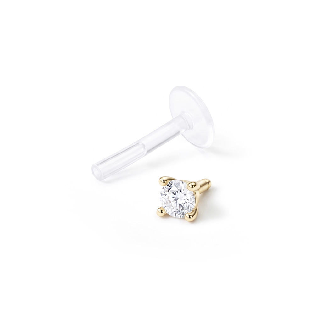 Labret con barra in bioplastica e top in oro 14K