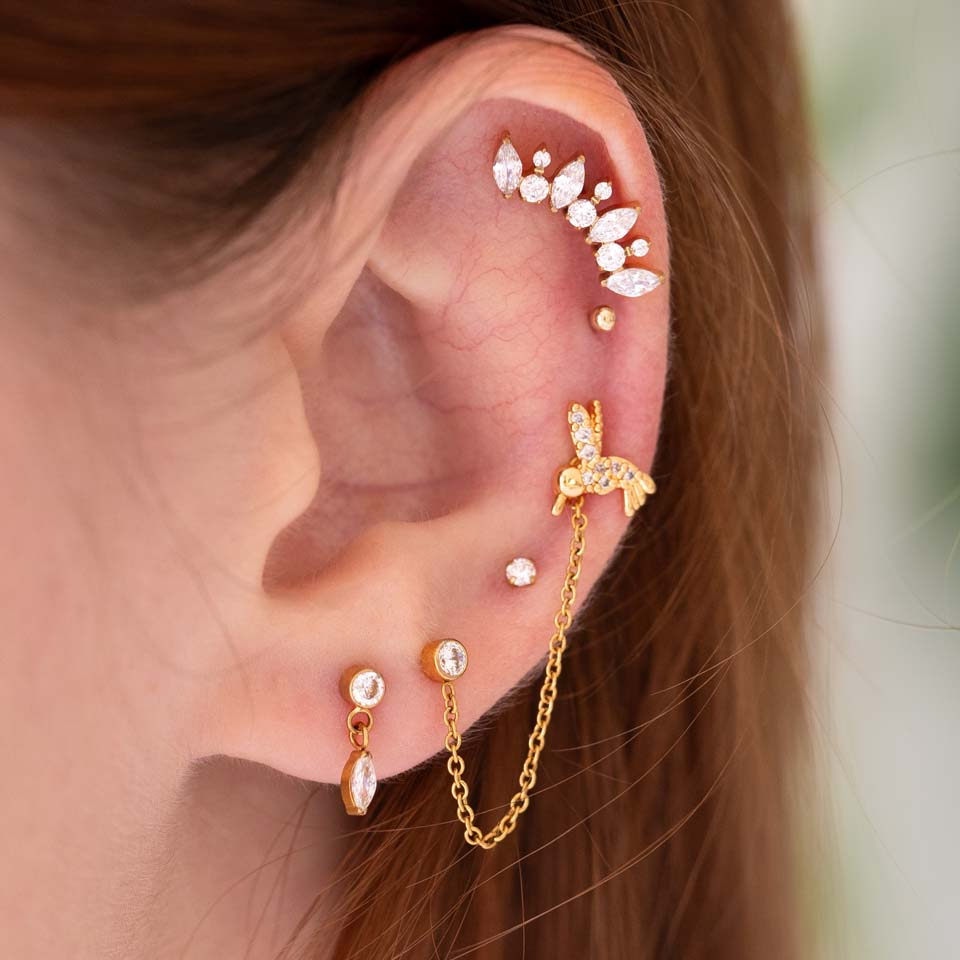 Labret con colibrì di pietre