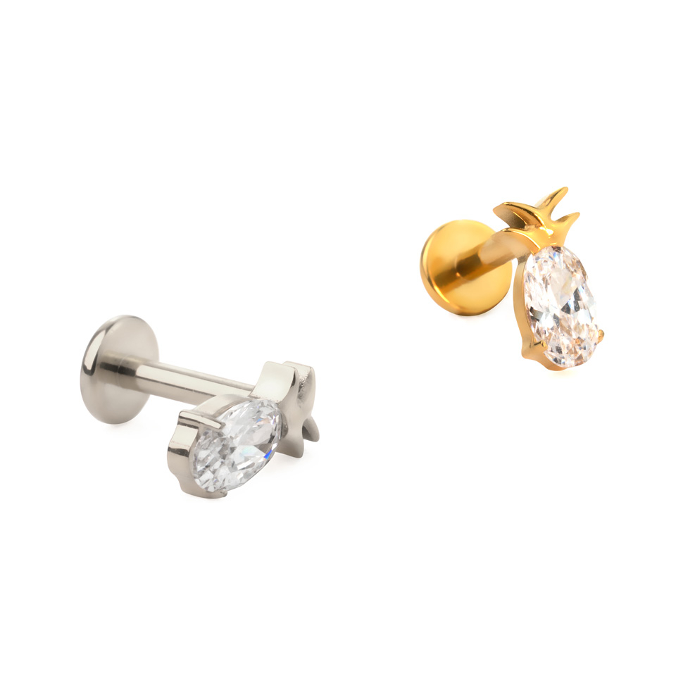 Labret in titanio con design ad ananas