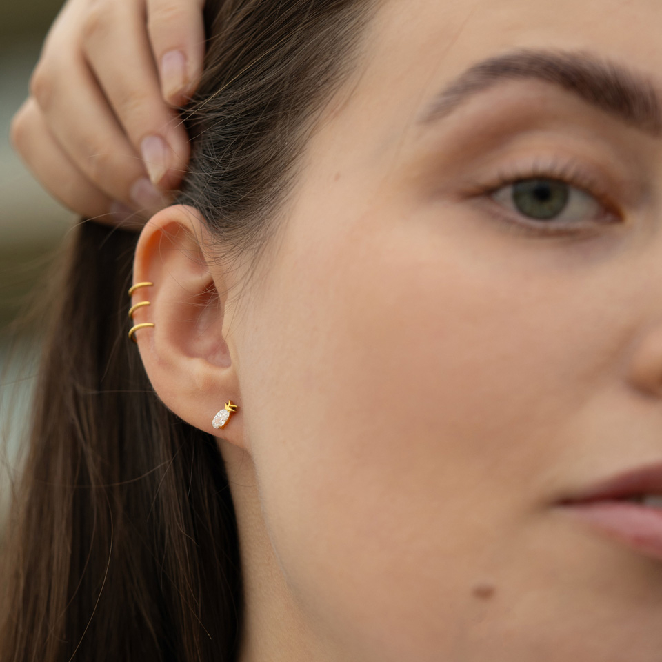 Labret in titanio con design ad ananas