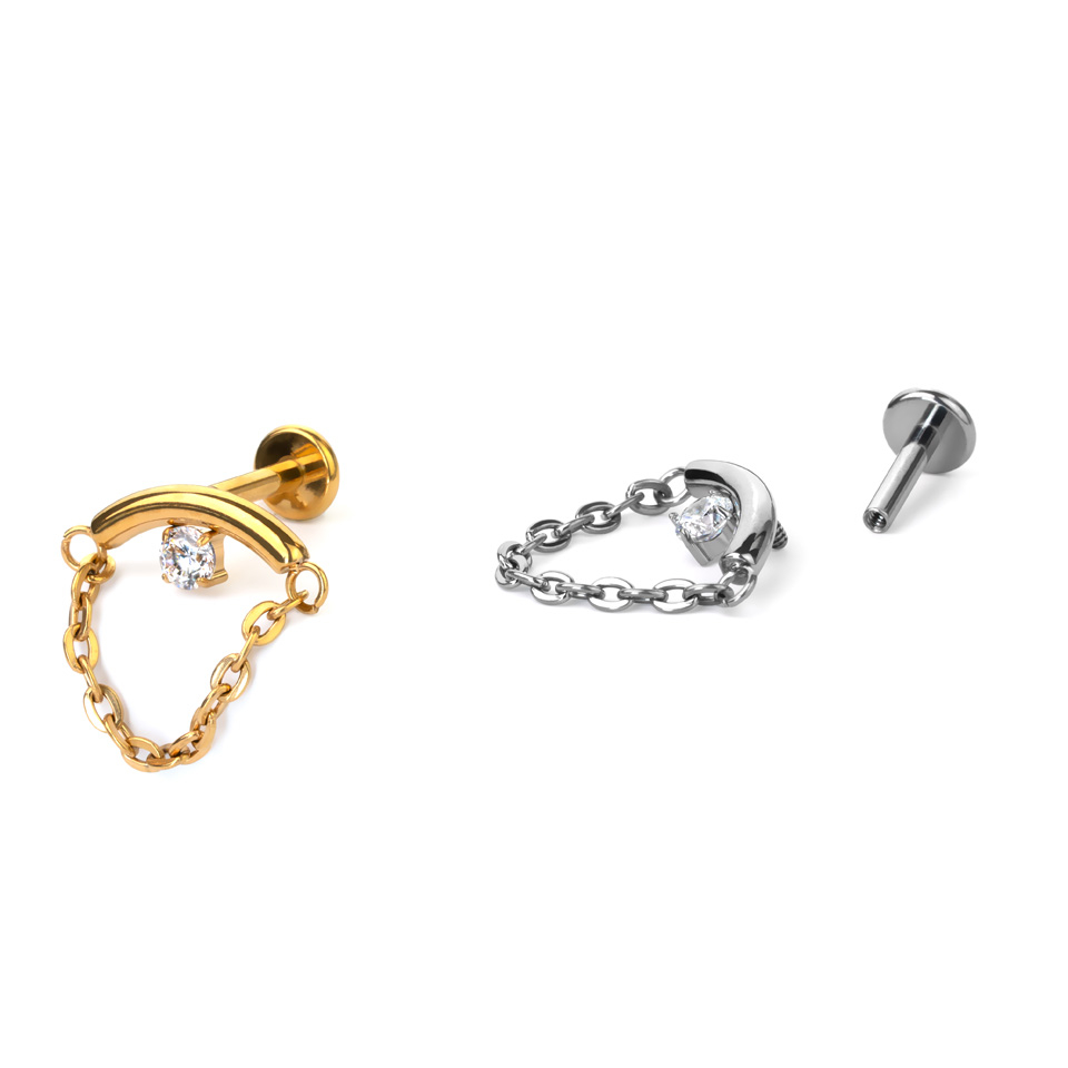 Labret per helix nascosto con pietra e catena