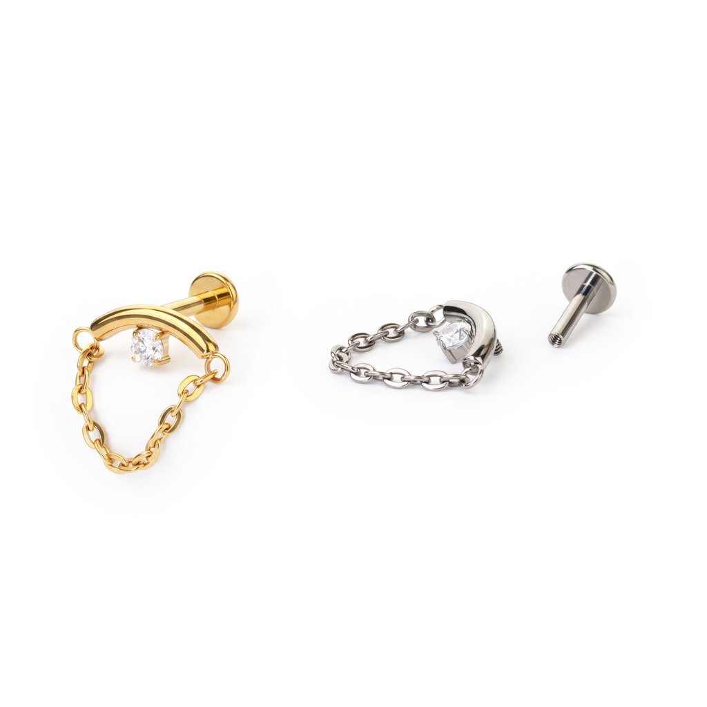 Labret per helix nascosto con pietra e catena