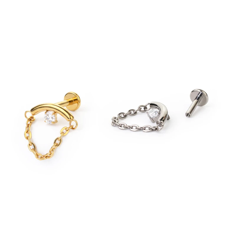 Labret per helix nascosto con pietra e catena