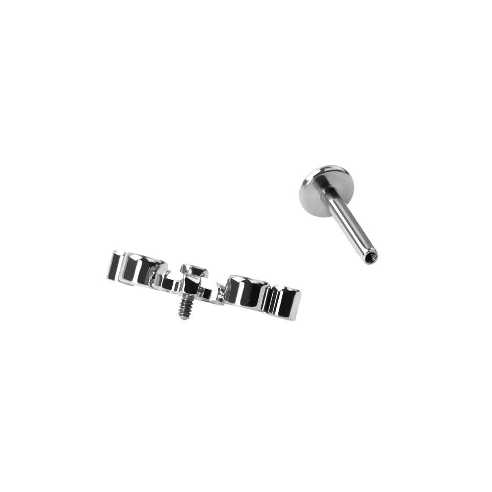 Labret in titanio con fiore centrale e pietre