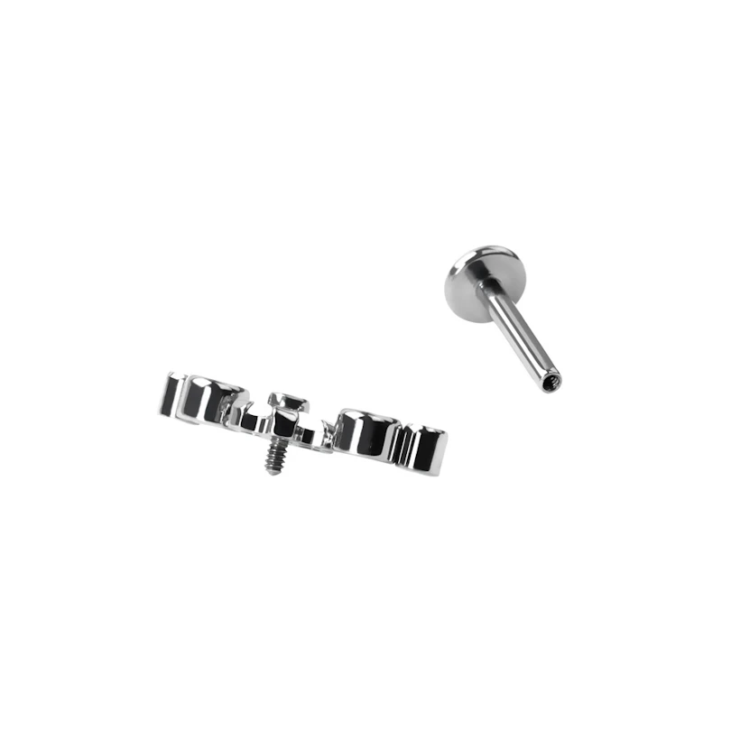 Labret in titanio con fiore centrale e pietre