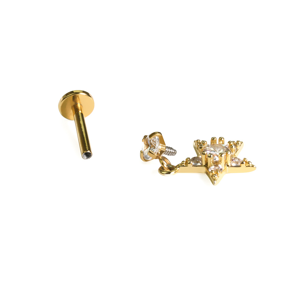 Labret con stella di pietre pendente