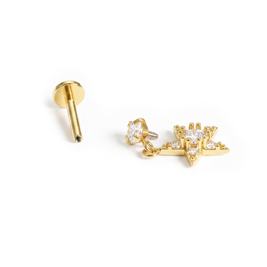 Labret con stella di pietre pendente