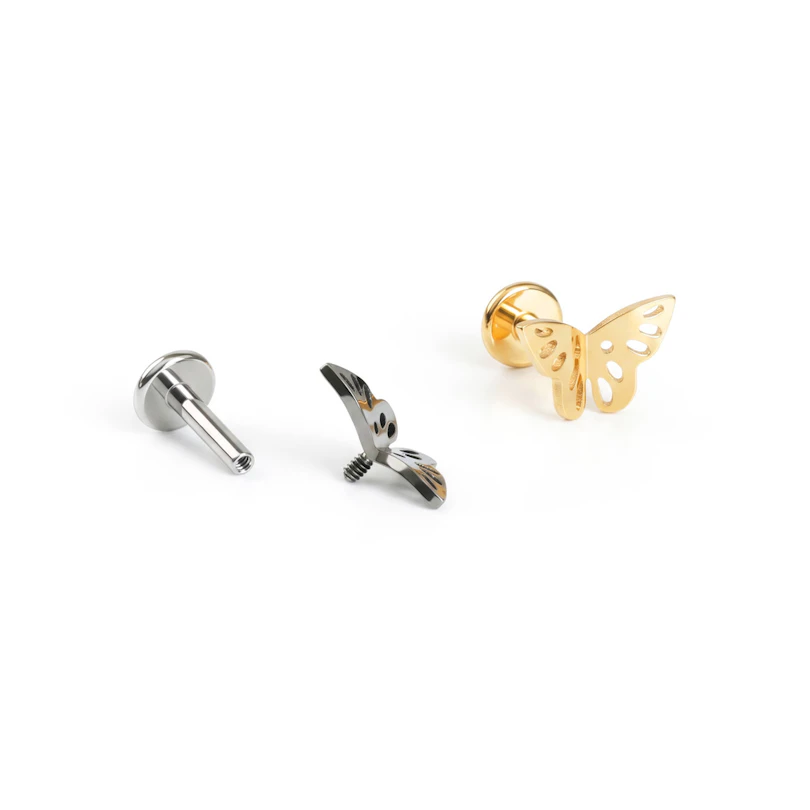 Labret in titanio con farfalla