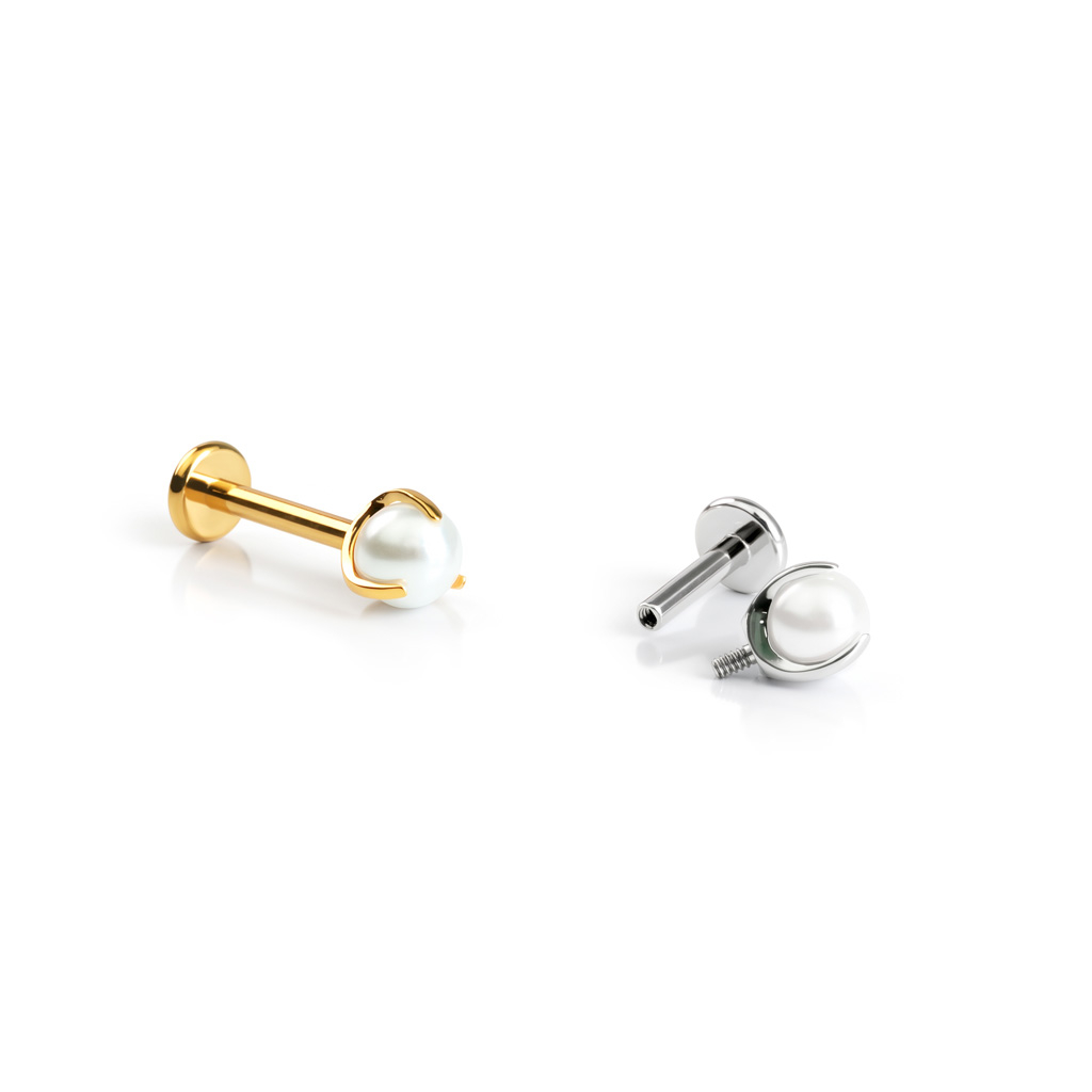Labret in titanio con perla