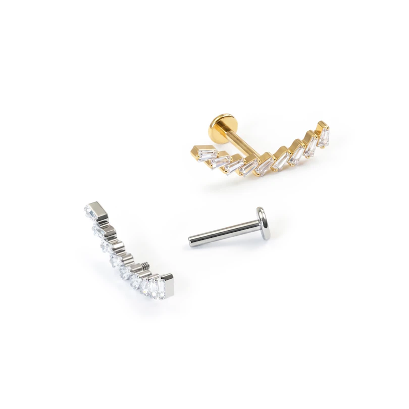 Labret in titanio con arco di pietre