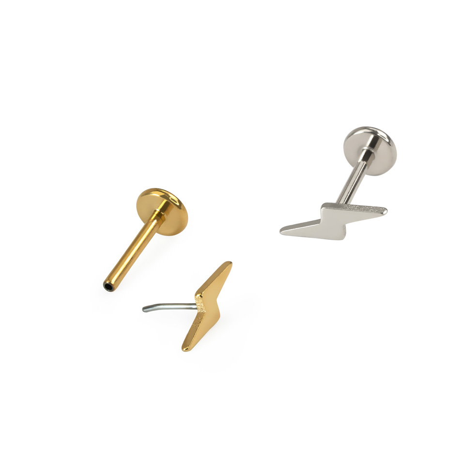 Labret in titanio con fulmine