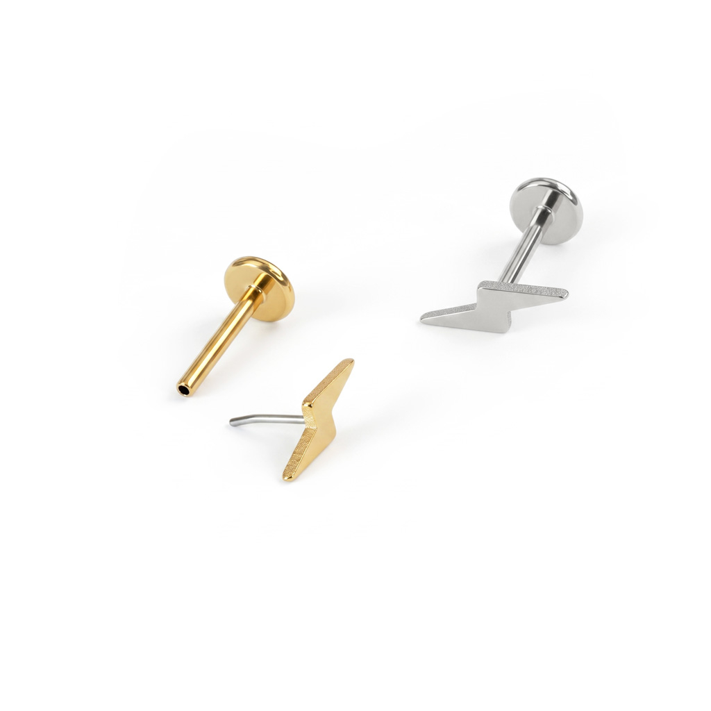 Labret in titanio con fulmine