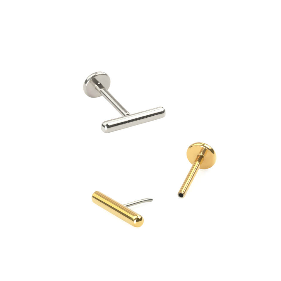 Labret in titanio con barra