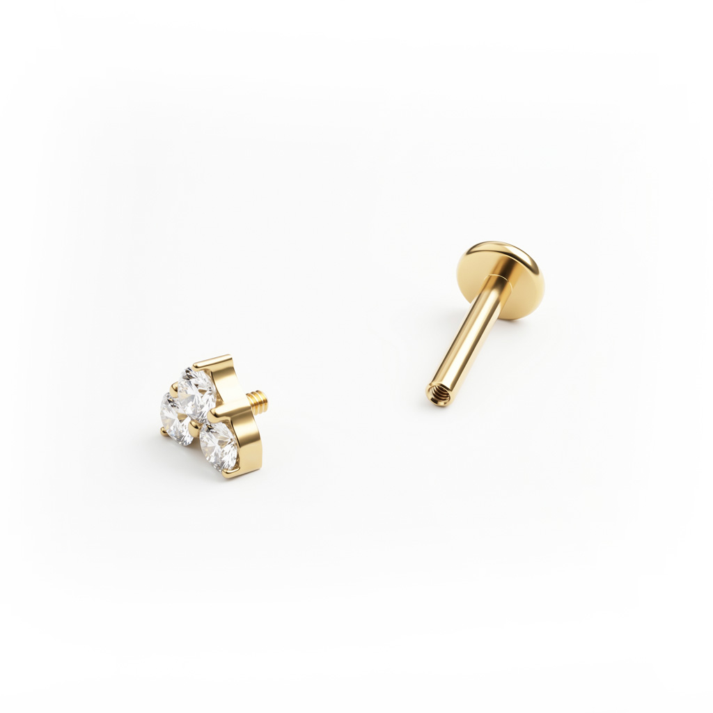 Labret in titanio a forma di cuore con pietre
