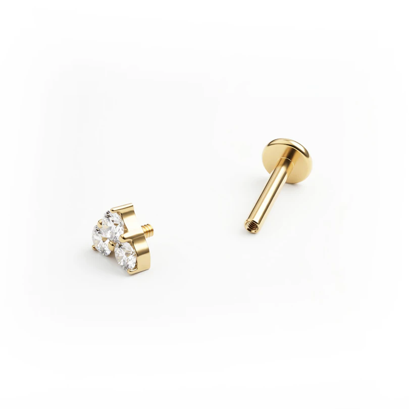 Labret in titanio a forma di cuore con pietre