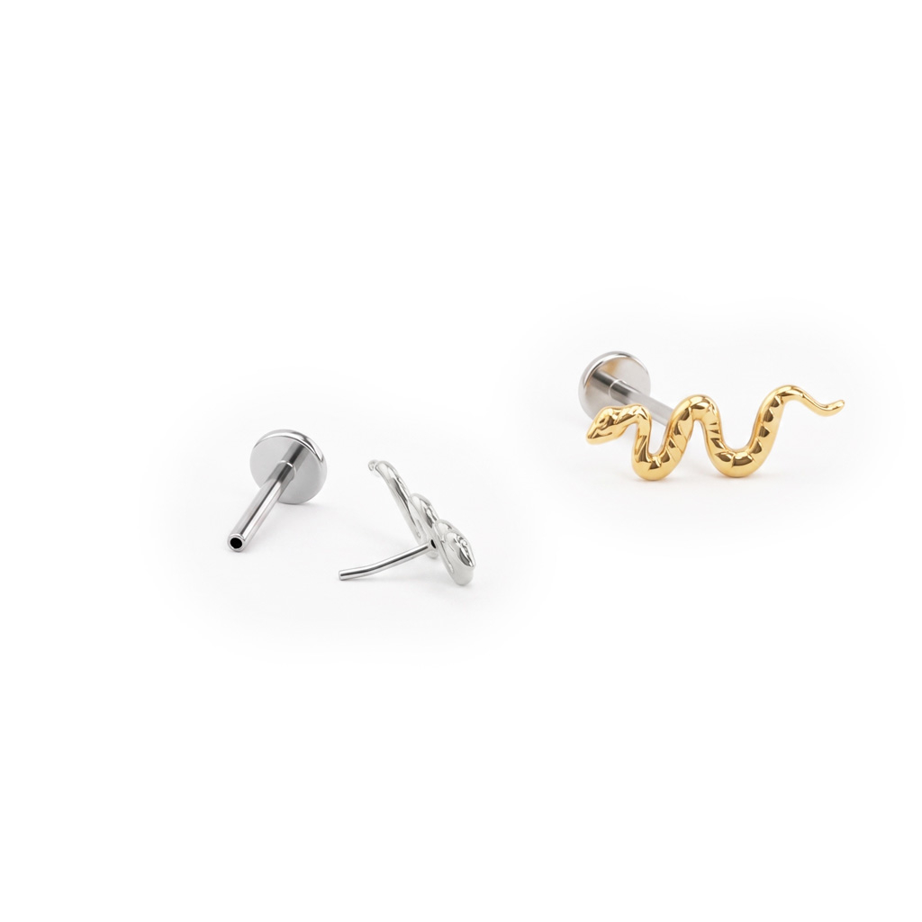 Labret push-in in titanio con serpente