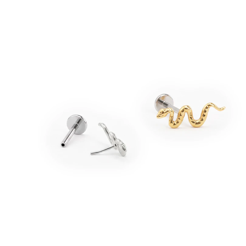 Labret push-in in titanio con serpente