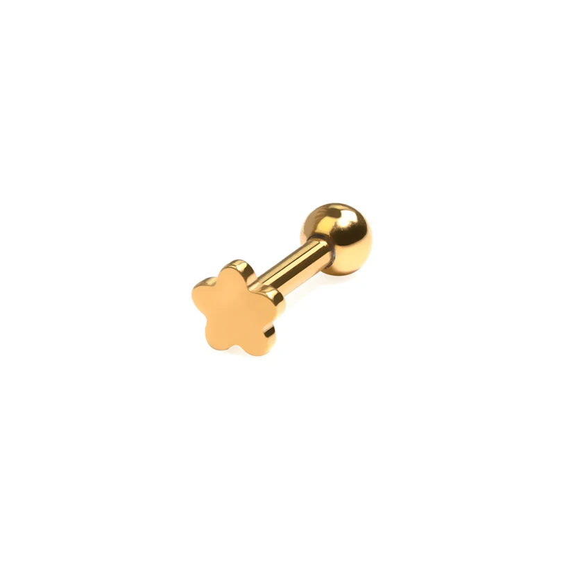 Labret in titanio con flat back a fiore