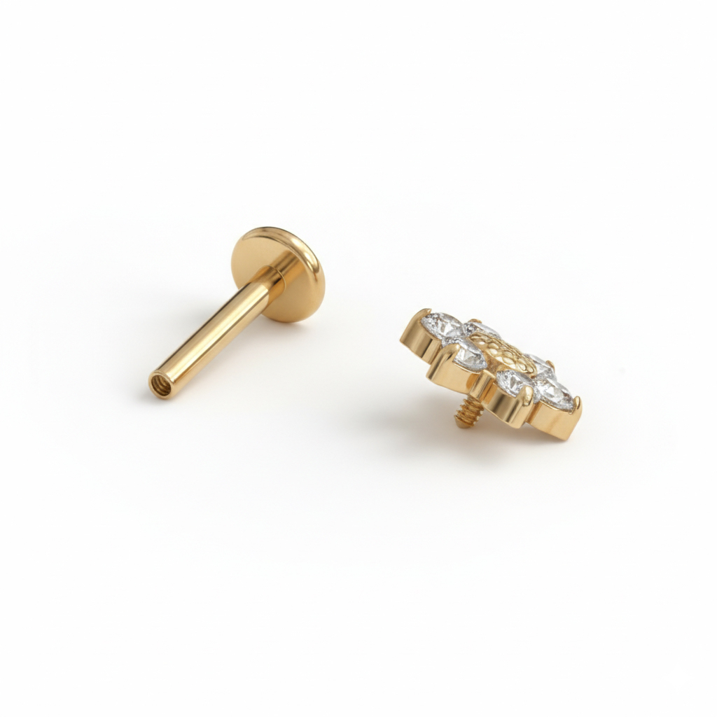 Labret in titanio con margherita