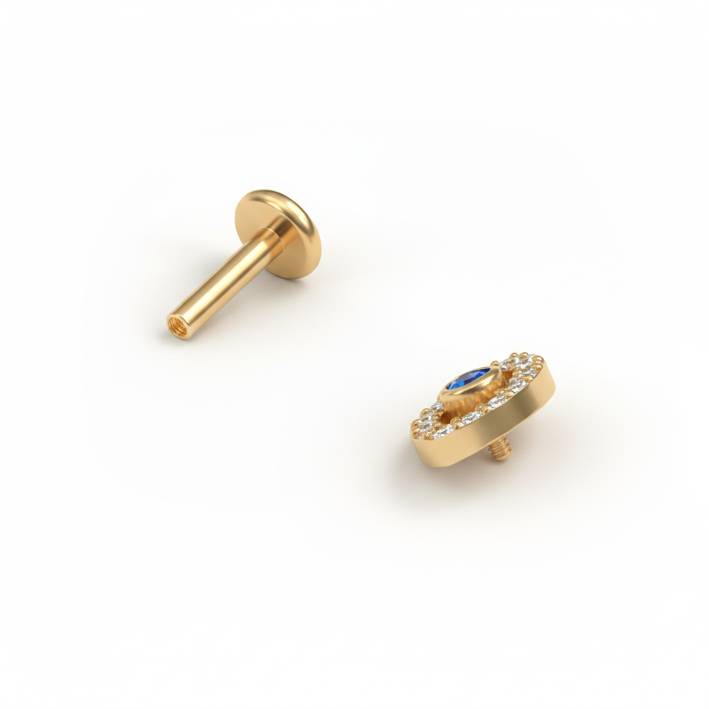 Labret in titanio con evil eye