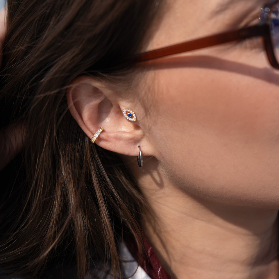 Labret in titanio con evil eye