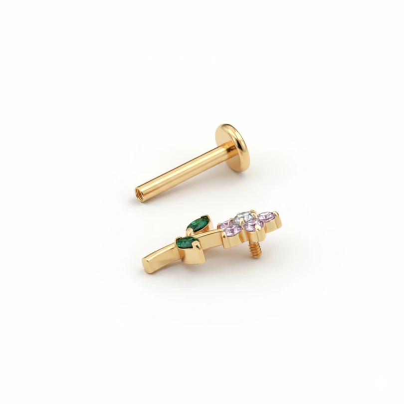 Labret flat back con grazioso fiore