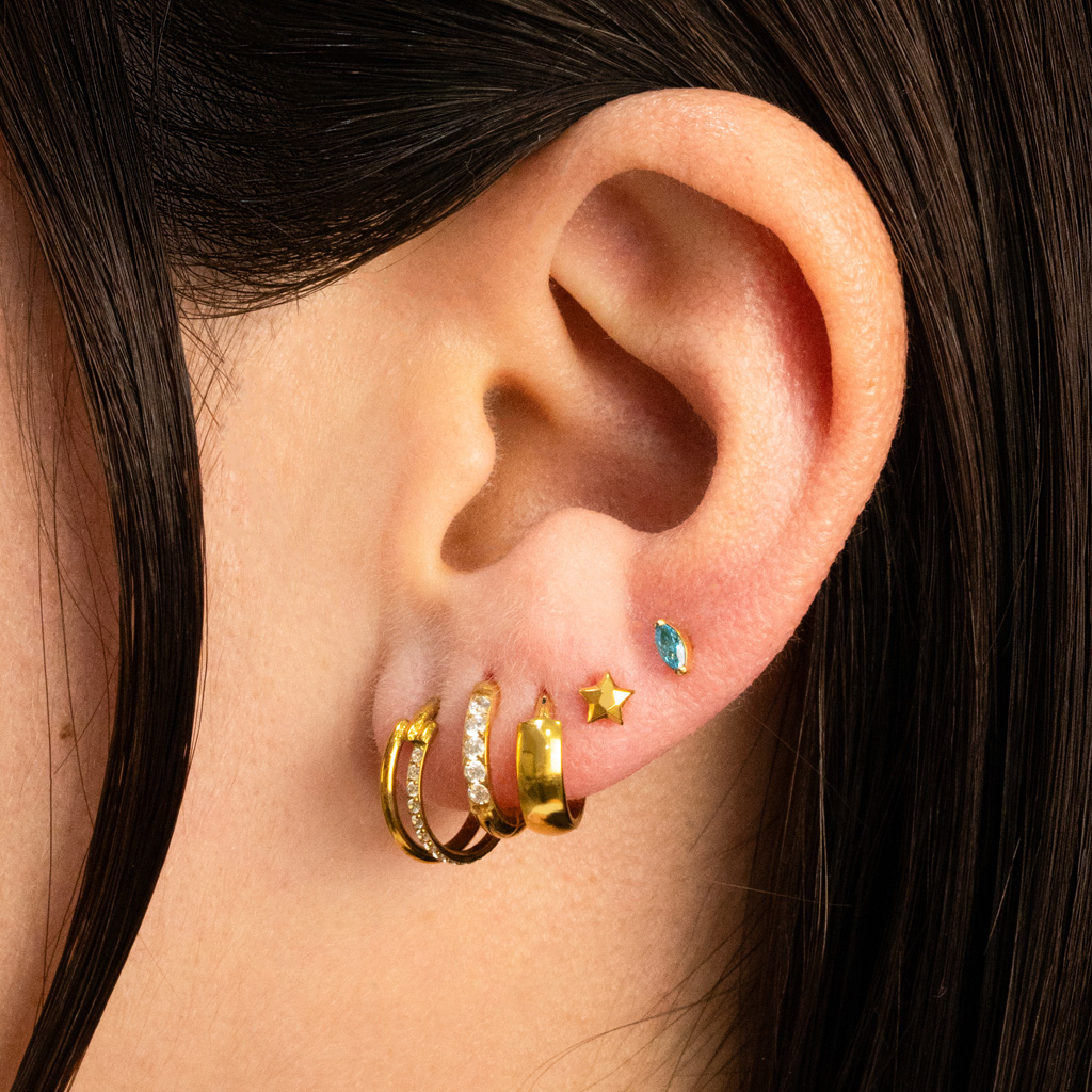 Labret in titanio con stella multisfaccettata