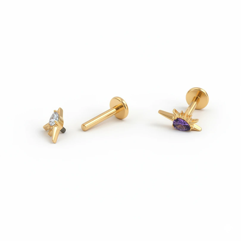 Labret in titanio con mezzo sole