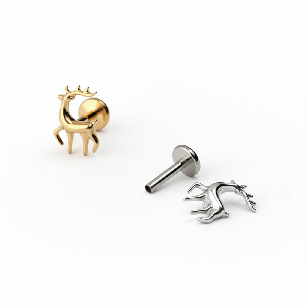 Labret in titanio con renna