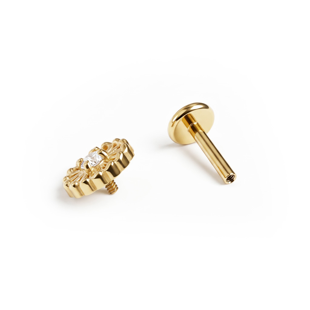 Labret in titanio con delicato fiore