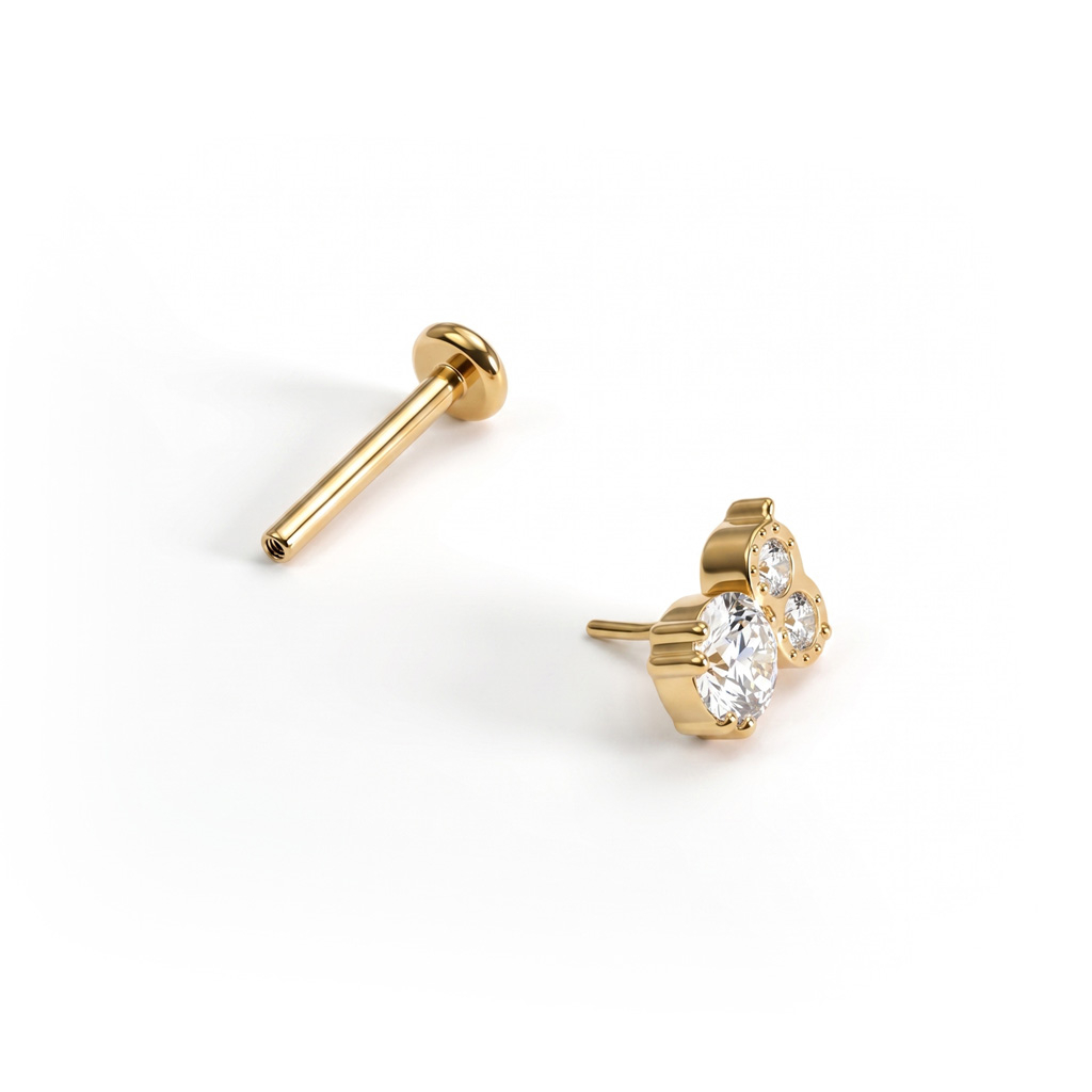 Labret in titanio con gufo di pietre