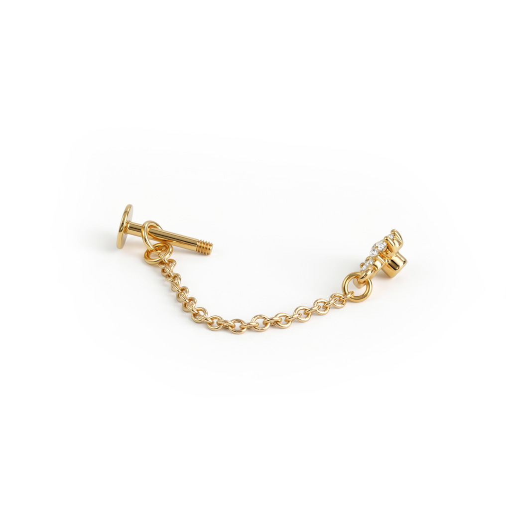 Labret con fiore e catena