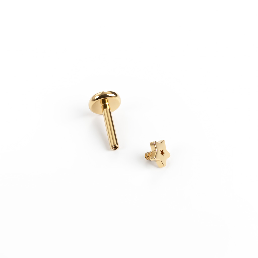 Mini labret in titanio con stella