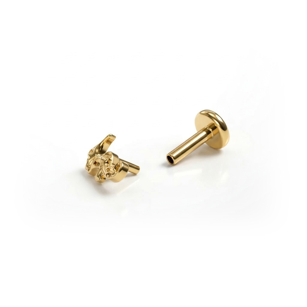 Labret in titanio con cavalluccio marino