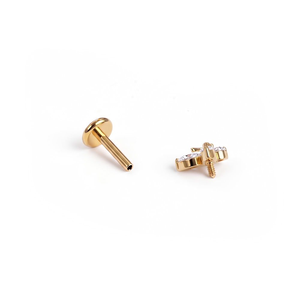 Labret in titanio con doppia farfalla