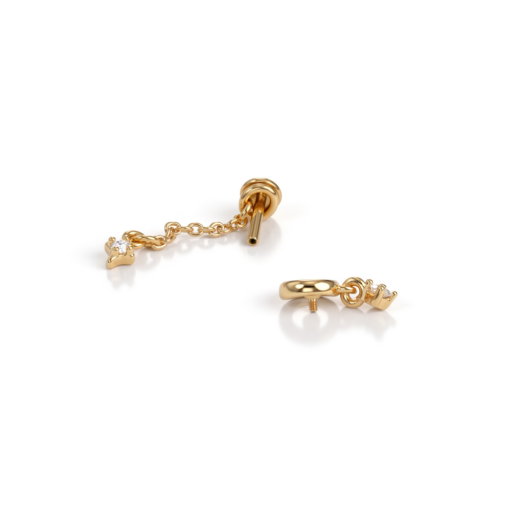 Labret con luna e charm a stella
