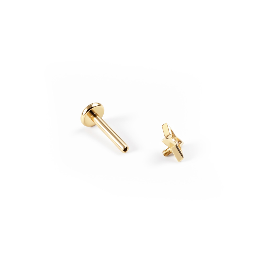 Labret geometrico in titanio con stella