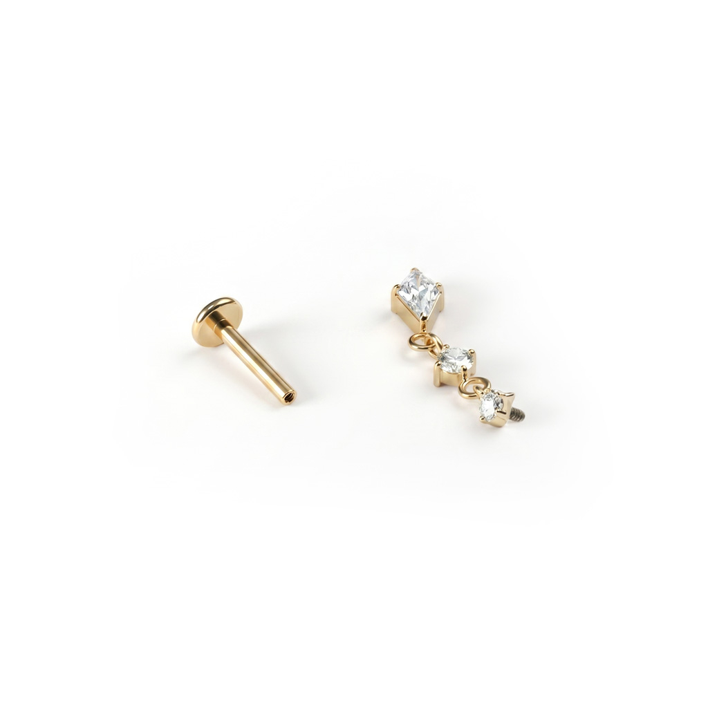 Labret in titanio con pietre a cascata