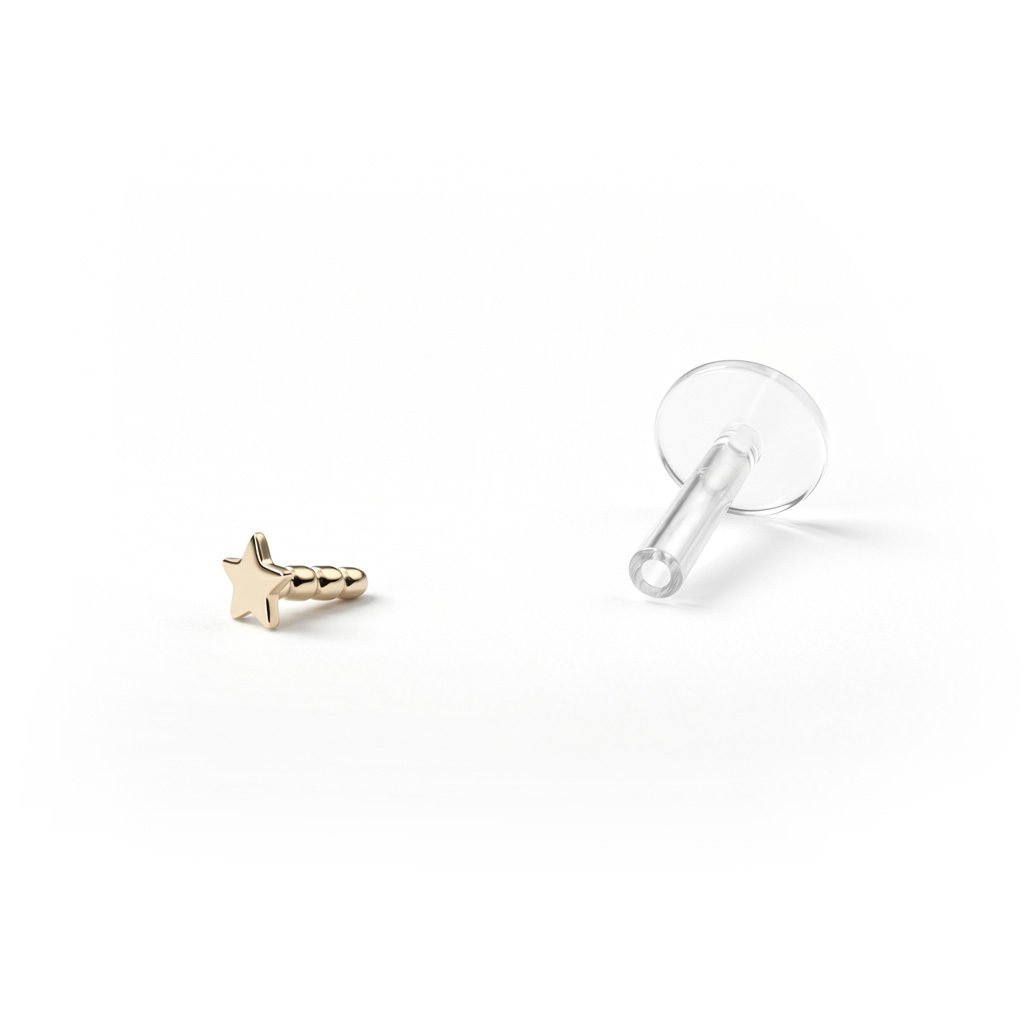 Labret in oro 14K con stella