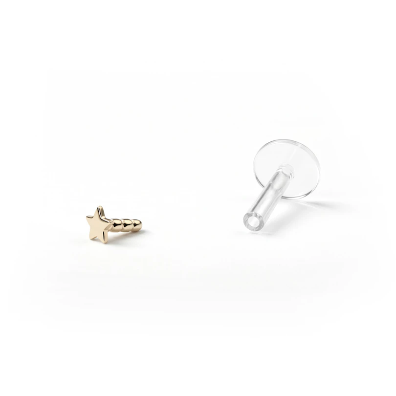Labret in oro 14K con stella